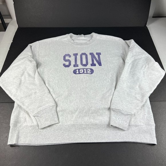 VTG Notre Dame de Sion 1912 Sweatshirt Extra Large Grey & Purple Faded Crewneck - Picture 1 of 14